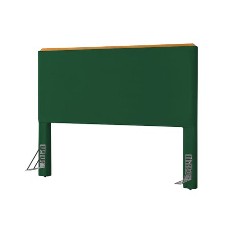 Cabeceira Cama Box King 1,93m Estofada Detalhe em Madeira Java Veludo Verde