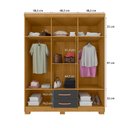 Ver imagem 7 de Guarda-Roupa Casal 6 Portas 2 Gavetas e Cômoda 5 Gavetas Itapema Cinza/Cinamomo/Grafite