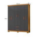Ver imagem 3 de Guarda-Roupa Casal 6 Portas 2 Gavetas e Cômoda 5 Gavetas Itapema Cinza/Cinamomo/Grafite