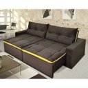 Ver imagem 1 de Sofá 4 Lugares Miró com Pillow 2.50M Retrátil e Reclinável Pena Chocolate com Amarelo