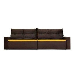 Sofá 4 Lugares Miró com Pillow 2.50M Retrátil e Reclinável Pena Chocolate com Amarelo - 4