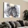 Quadro Decorativo em Canvas Leão Artístico TaColado Moldura Flutuante 4,5cm Freijó 90 x 60cm - 1