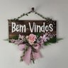 Placa Bem Vindos Rosa e Folhas 35x37 - 3