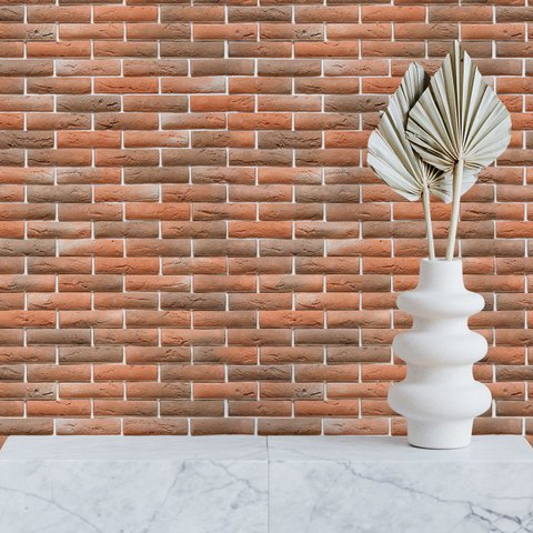 Papel de Parede Adesivo Tijolinho Natural Rejunte Branco 10m