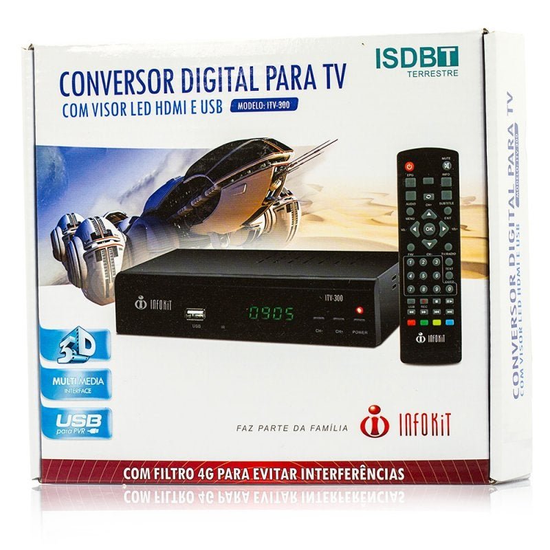 Conversor de TV Digital com Visor LED Gravador e Filtro 4G - ITV-200 - 2