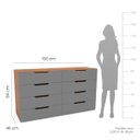 Ver imagem 3 de Cômoda Madri com 8 Gavetas 150x84cm Cinza/Freijó 250697