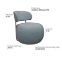 Ver imagem 3 de Poltrona Decorativa Greta Base Giratória Ouro Fosco Bouclé Azul Claro - Nexta Casa
