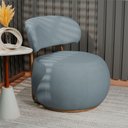 Ver imagem 2 de Poltrona Decorativa Greta Base Giratória Ouro Fosco Bouclé Azul Claro - Nexta Casa