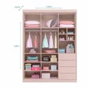 Ver imagem 2 de Jogo de Quarto com Guarda Roupa 3 Portas e 4 Gavetas + Cômoda 2 Portas e 4 Gavetas Pérola Rosê -