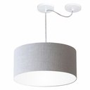 Ver imagem 1 de Lustre Pendente Cilíndrico com Desvio de Centro Md-4151 Cúpula em Tecido 50x25cm Rustico Cinza -