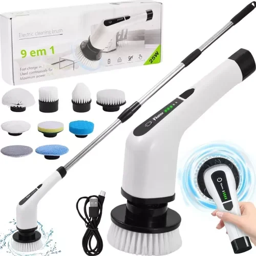 Escova de Limpeza Elétrica 25w Usb Esfregão Giratório 7 em 1 Recarregável - 1