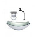 Ver imagem 1 de Cuba de Vidro Oval 51cm Prata + Valvula + Torneira Preta