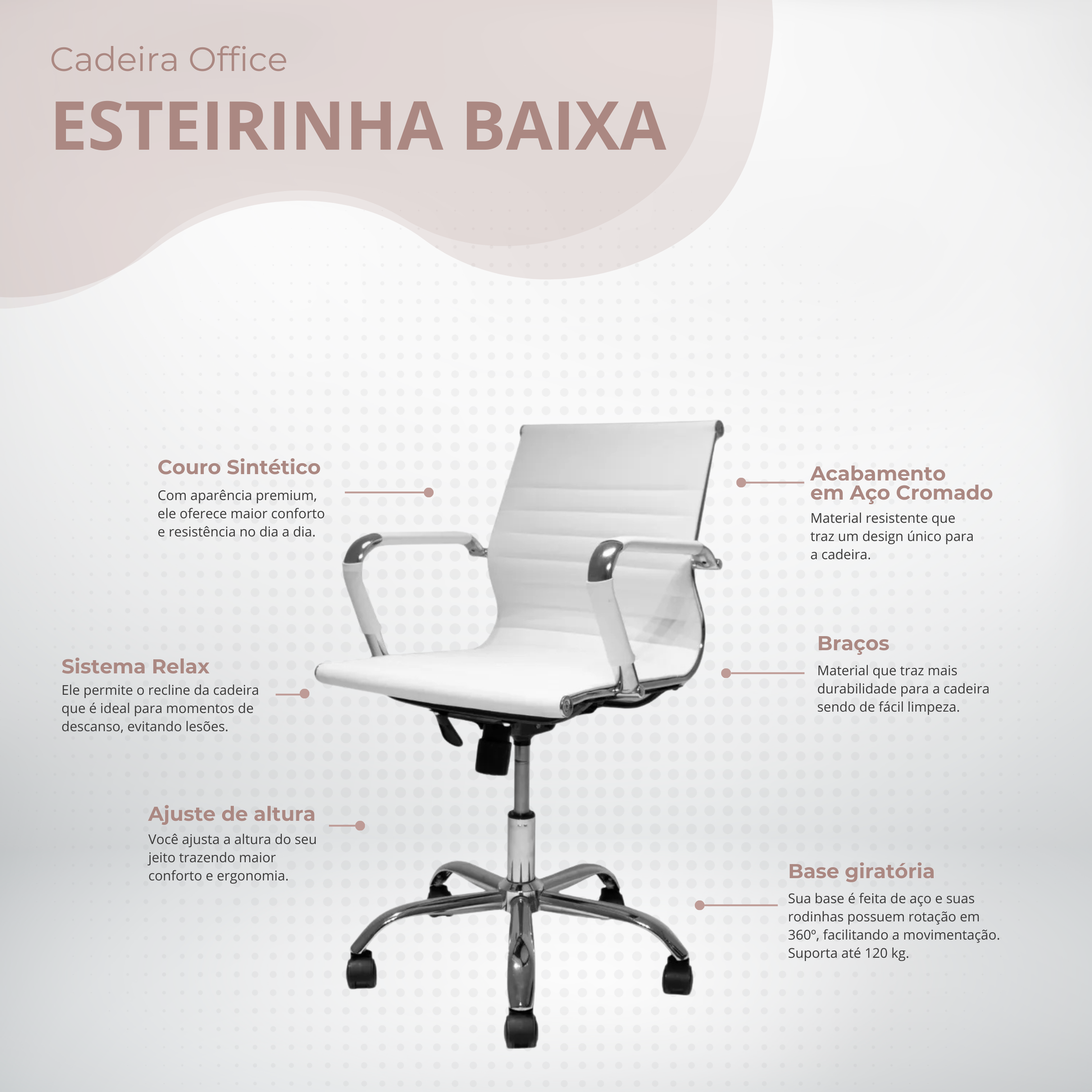 Cadeira de Escritório Eames Esteirinha Baixa Branca - 2