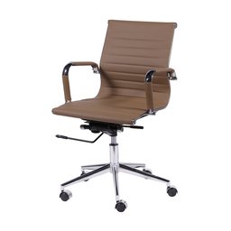 Cadeira de Escritório Eames Esteirinha Baixa Caramelo Couro Sintético - 1