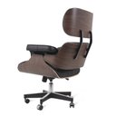 Ver imagem 3 de Cadeira Charles Eames Office Imbuia Couro Preto