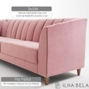 Ver imagem 3 de Sofá 3 Lugares Charlô em Veludo Rosa e Encosto em Cordão 2,3M - Ilha Bela