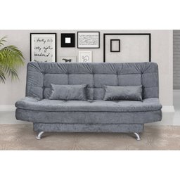 Sofá Cama Salomé 3 Lugares 1,85M Encosto Retrátil - Suede Dark Chumbo - 1