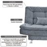 Sofá Cama Salomé 3 Lugares 1,85M Encosto Retrátil - Suede Dark Chumbo - 2
