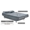 Sofá Cama Salomé 3 Lugares 1,85M Encosto Retrátil - Suede Dark Chumbo - 3