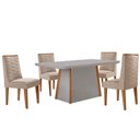 Ver imagem 2 de Mesa de Jantar Diane 120cm Tampo Mdf Vidro com 4 Cadeiras Safira Moderna Mobília