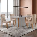 Ver imagem 1 de Mesa de Jantar Diane 120cm Tampo Mdf Vidro com 4 Cadeiras Safira Moderna Mobília