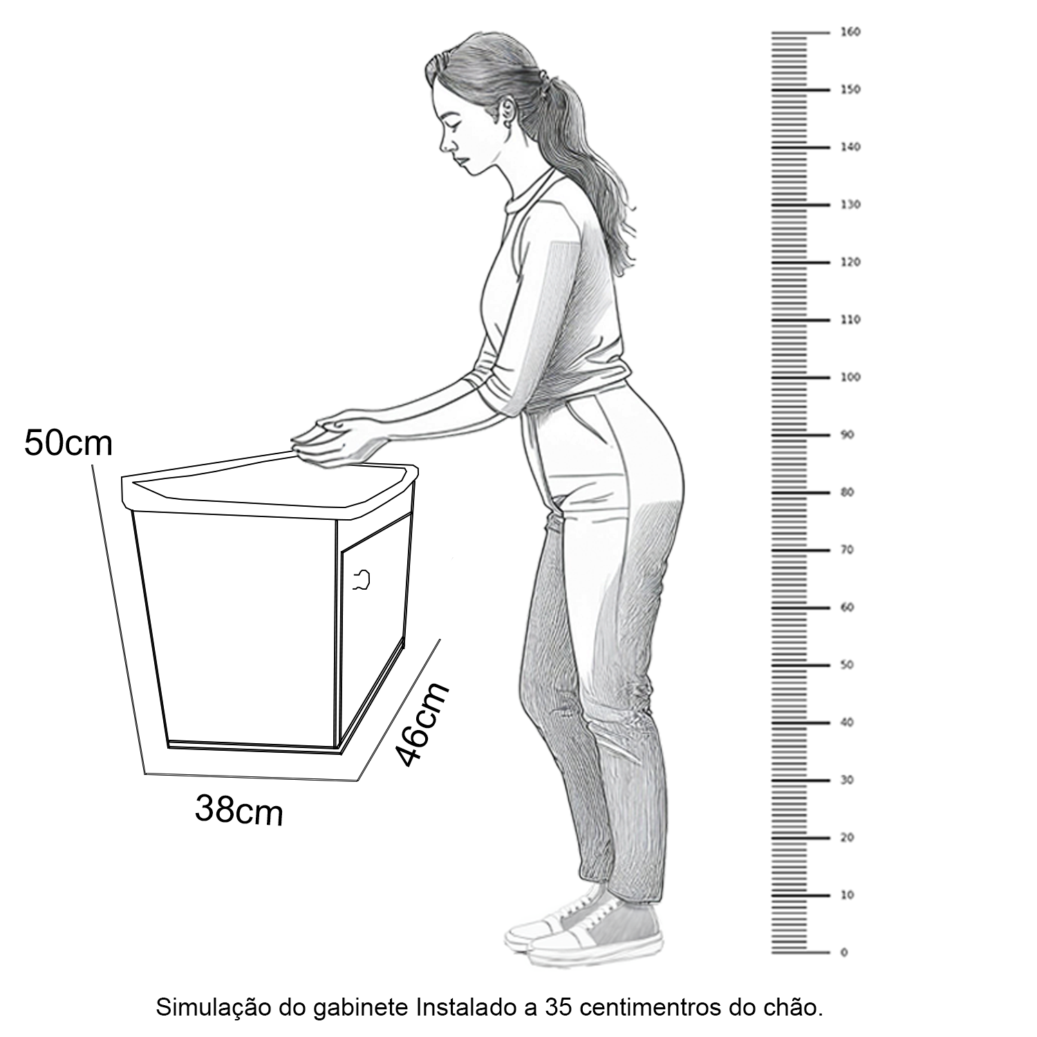 Tanque de Lavar Roupa 22l Suspenso com Gabinete 46cm Premium - 6