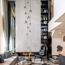 Ver imagem 2 de Lustre Pendente Para Sala Pé direito Alto Duplo Flora Branco