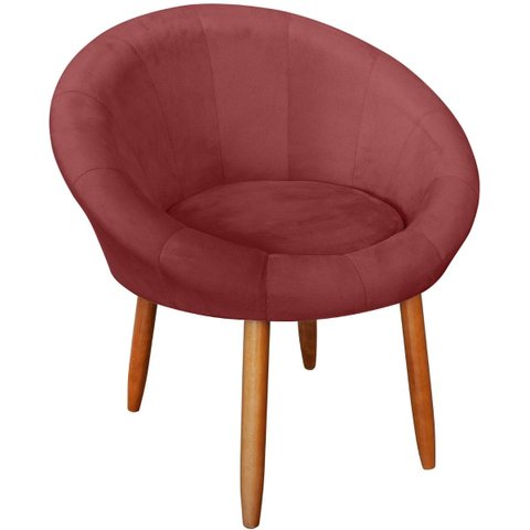 Poltrona Sala Decorativa Moderna Estofada para Recepção Resistente Tecido Veludo Pés de Madeira