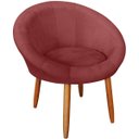 Ver imagem 1 de Poltrona Sala Decorativa Moderna Estofada para Recepção Resistente Tecido Veludo Pés de Madeira