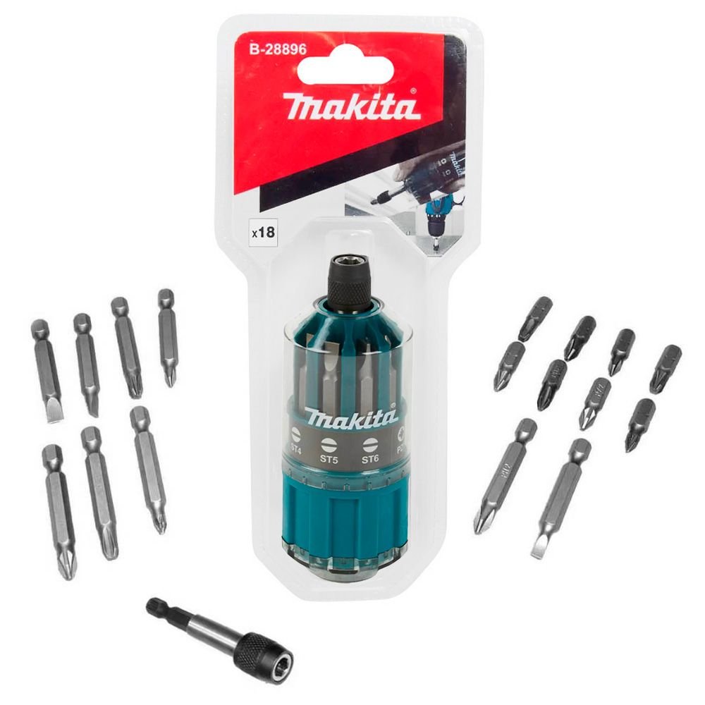 Kit de Ponteiras Bits para Parafusadeira Makita B-28896 em Estojo