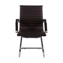 Ver imagem 2 de Cadeira de Escritório Eames Esteirinha Baixa Fixa Café Couro Sintético