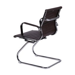 Cadeira de Escritório Eames Esteirinha Baixa Fixa Café Couro Sintético - 3