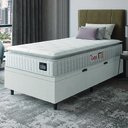 Ver imagem 1 de Cama Box Baú Solteiro Colchão Espuma D45 Lazio Pillow Top Branco Hellen