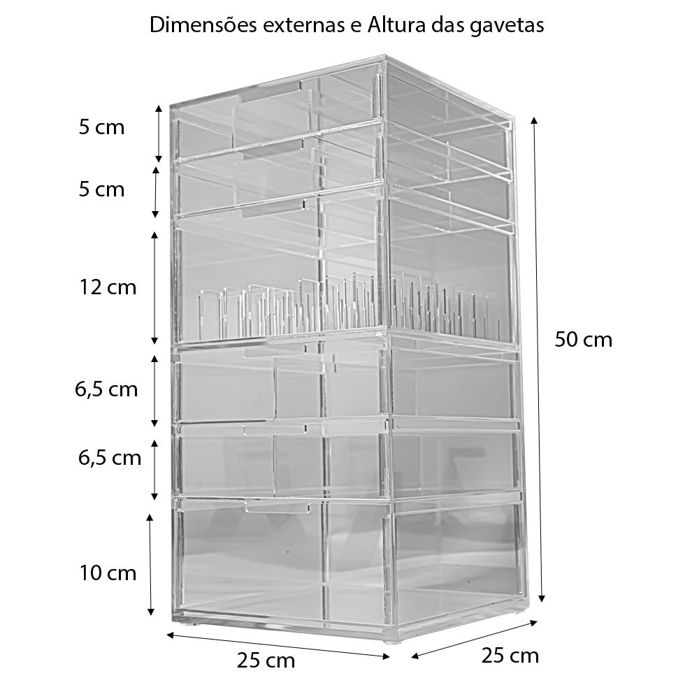 Gaveteiro Acrílico Organizador de Maquiagem com 6 Gavetas N0 Centauri Acrílicos GAV-N0 - 3