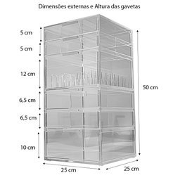 Gaveteiro Acrílico Organizador de Maquiagem com 6 Gavetas N0 Centauri Acrílicos GAV-N0 - 3