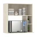 Ver imagem 2 de Armário Aéreo de Cozinha 80cm 2 Portas 4 Prateleiras e Nicho Microondas Sofia Luciane Móveis