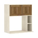 Ver imagem 1 de Armário Aéreo de Cozinha 80cm 2 Portas 4 Prateleiras e Nicho Microondas Sofia Luciane Móveis