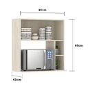 Ver imagem 3 de Armário Aéreo de Cozinha 80cm 2 Portas 4 Prateleiras e Nicho Microondas Sofia Luciane Móveis