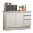 Ver imagem 1 de Balcão de Pia Madesa Glamy 120 cm 2 Portas e 3 Gavetas (Com Tampo) Branco Cor:Branco