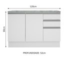 Ver imagem 3 de Balcão de Pia Madesa Glamy 120 cm 2 Portas e 3 Gavetas (Com Tampo) Branco Cor:Branco