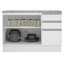 Ver imagem 4 de Balcão de Pia Madesa Glamy 120 cm 2 Portas e 3 Gavetas (Com Tampo) Branco Cor:Branco