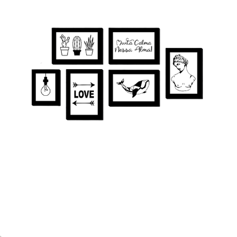 Quadros Placas mdf 6mm sala quarto frases 6un 29x20