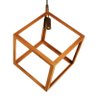 Luminária Pendente Cubo Aramado de Madeira Caramelo - Soq: E27 / Tam: 20x20cm - 1