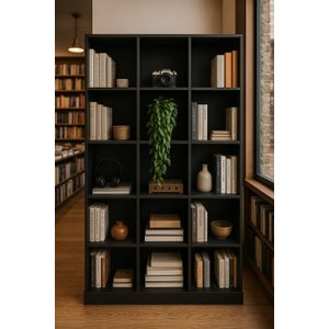 Armário Colmeia com 15 Nichos Estante Organizador Livreiro Preto Escritório Quarto Sala Comércio