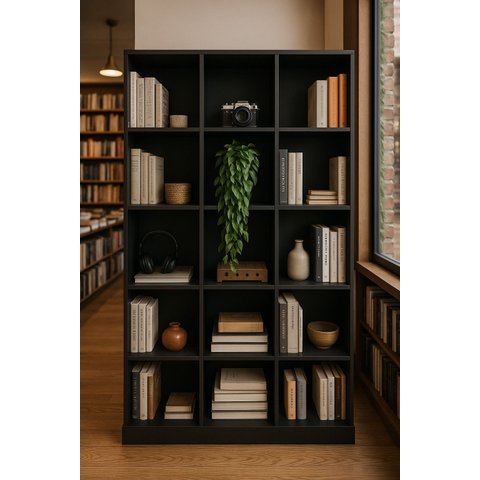 Armário Colmeia com 15 Nichos Estante Organizador Livreiro Preto Escritório Quarto Sala Comércio