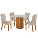 Ver imagem 2 de Conjunto Mesa de Jantar 90cm com 4 Cadeiras Estofadas Multimóveis Crrft-CON050 Madeirado/Off White/