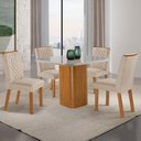 Ver imagem 1 de Conjunto Mesa de Jantar 90cm com 4 Cadeiras Estofadas Multimóveis Crrft-CON050 Madeirado/Off White/
