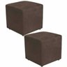 Kit 2 Puffs Quadrado Decorativo Suede Marrom - 1