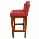 Ver imagem 5 de Kit 2 Banqueta Alta de Madeira Aurora Balcão Cozinha Bistro com Encosto Suede Vermelho