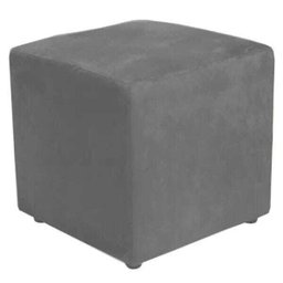 Kit 2 Puffs Quadrado Decorativo Suede Cinza - 2